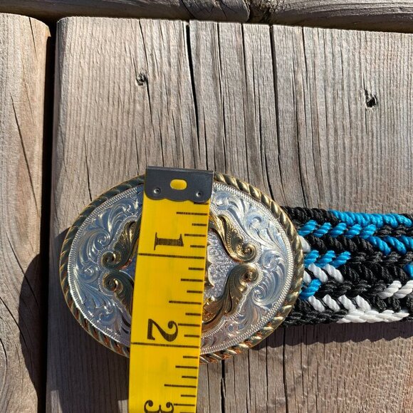 Vintage Montana Silversmiths Silver Engraved Gold Initial Buckle Braided Belt - Picture 13 of 13